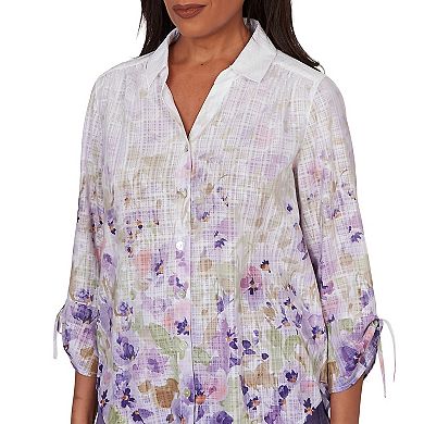Petite Alfred Dunner Floral Button Down Top