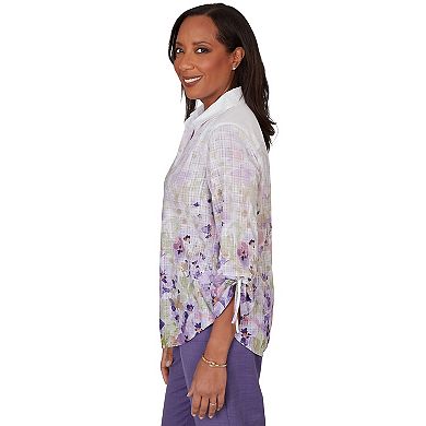 Petite Alfred Dunner Floral Button Down Top
