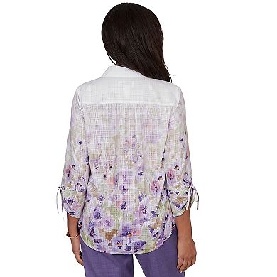 Petite Alfred Dunner Floral Button Down Top