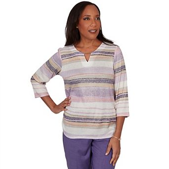 Petite Alfred Dunner Mixed Stripe Knit Top