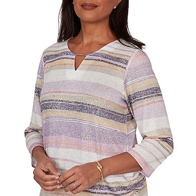 Petite Alfred Dunner Mixed Stripe Knit Top