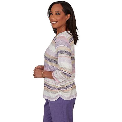 Petite Alfred Dunner Mixed Stripe Knit Top