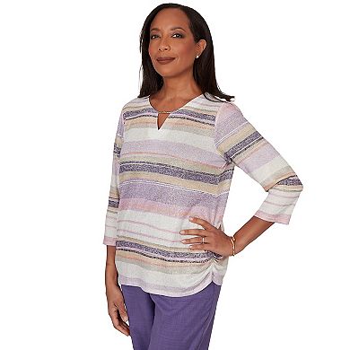 Petite Alfred Dunner Mixed Stripe Knit Top