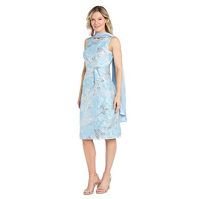 Women's R&M Richards Floral Burnout Jacquard Sheath Dress with Matching Shawl