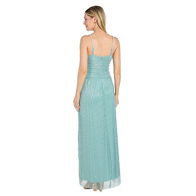 Women's R&M Richards Sparkle Crinkle Mesh Rhinestone-Trim Gown with Slit
