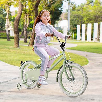 Costway Kids Bike with Adjustable Saddle Handlebar Removable Training Wheels Handbrake