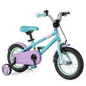 Costway Kids Bike with Adjustable Saddle Handlebar Removable Training Wheels Handbrake