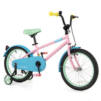 Costway Kids Bike with Adjustable Saddle Handlebar Removable Training Wheels Handbrake