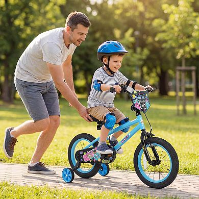 Costway Kids Bike with Training Wheels, Dual Hand & Coaster Brakes, Adjustable Seat