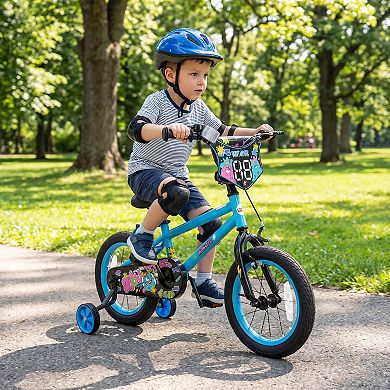Costway Kids Bike with Training Wheels, Dual Hand & Coaster Brakes, Adjustable Seat
