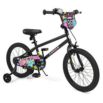 Costway Kids Bike with Training Wheels, Dual Hand & Coaster Brakes, Adjustable Seat