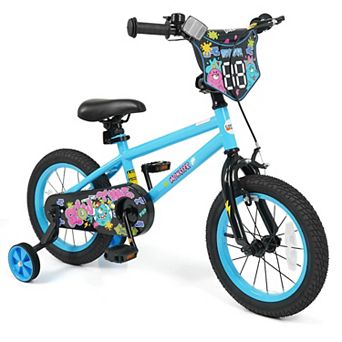 Costway Kids Bike with Training Wheels, Dual Hand & Coaster Brakes, Adjustable Seat