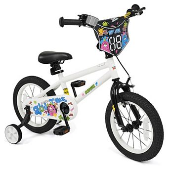 Costway Kids Bike with Training Wheels, Dual Hand & Coaster Brakes, Adjustable Seat