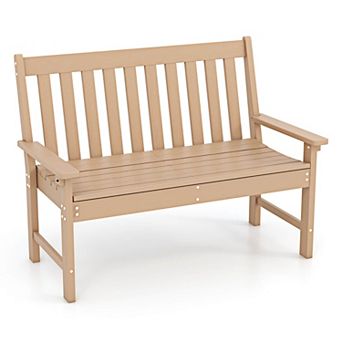 Costway Garden Bench All-Weather HDPE 2-Person Outdoor Bench for Front Porch Backyard