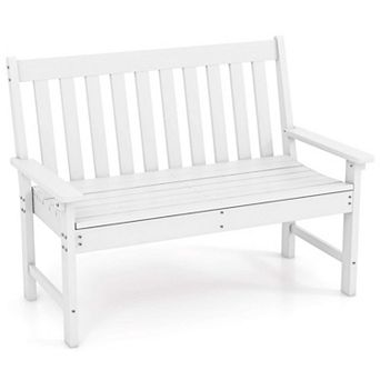 Costway Garden Bench All-Weather HDPE 2-Person Outdoor Bench for Front Porch Backyard