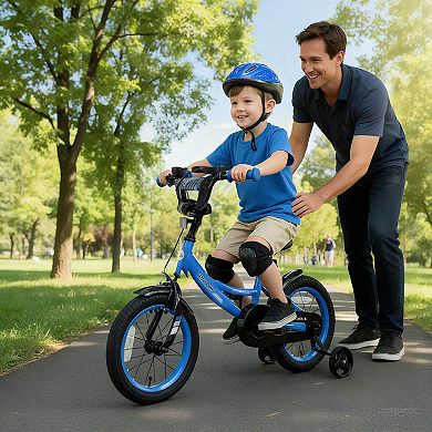 Costway Kids Bike with Removable Training Wheels Adjustable Seat & Handlebar Handbrake