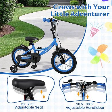 Costway Kids Bike with Removable Training Wheels Adjustable Seat & Handlebar Handbrake