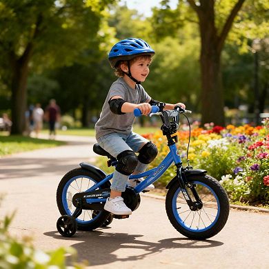 Costway Kids Bike with Removable Training Wheels Adjustable Seat & Handlebar Handbrake