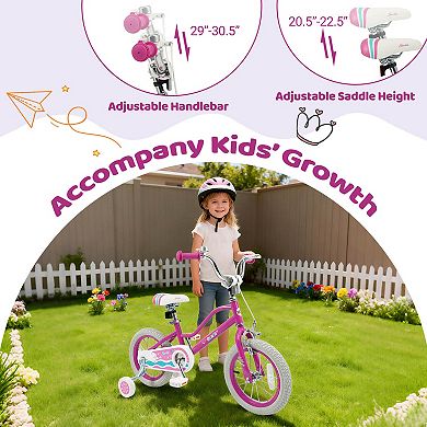 Costway Kids Bicycle with Dual Brake System Adjustable Handlebar & Seat Low-Step Frame
