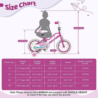 Costway Kids Bicycle with Dual Brake System Adjustable Handlebar & Seat Low-Step Frame