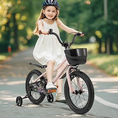 Costway Kid’s Bike with Training Wheels Adjustable Handlebar & Seat Handbrake