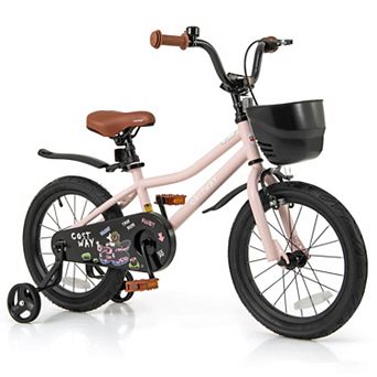 Costway Kid’s Bike with Training Wheels Adjustable Handlebar & Seat Handbrake