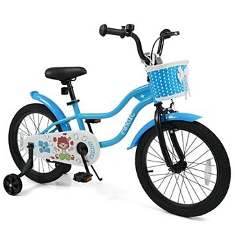 Costway Kids Bike with Training Wheels, Basket, Hand & Coaster Brakes, Adjustable Seat