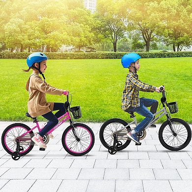 Costway Kid’s Bike with Training Wheels Adjustable Handlebar & Seat Handbrake