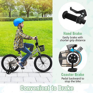 Costway Kid’s Bike with Training Wheels Adjustable Handlebar & Seat Handbrake