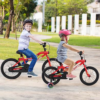 Costway LED Lighted Kids Bike with Adjustable Seat Coaster Brake Training Wheels