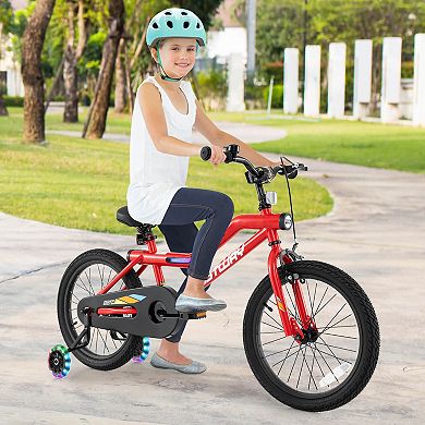 Costway LED Lighted Kids Bike with Adjustable Seat Coaster Brake Training Wheels