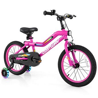 Costway LED Lighted Kids Bike with Adjustable Seat Coaster Brake Training Wheels