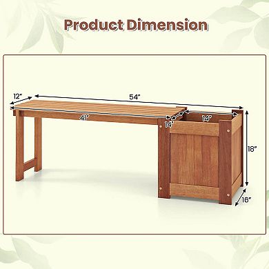 Costway Hardwood Flower Box with Bench Spacious Seat Open-ended Bottom Perfect for Herbs