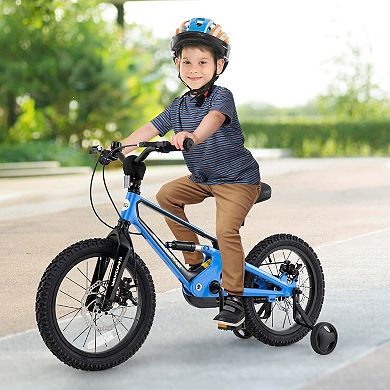 Costway 16" Children Bicycle w/ Training Wheels&Double Disc Brakes Adjustable Seat Magnesium Alloy