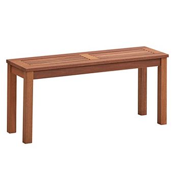 Costway Patio Backless Bench 2-Seater Outdoor Dining Bench Solid Wood Garden Backyard
