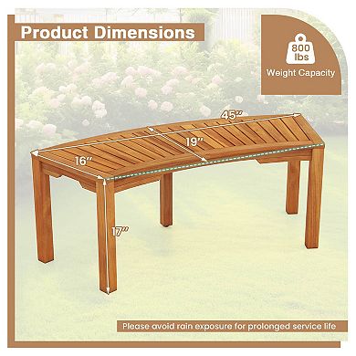 Costway Outdoor Curved Bench with Slatted Seat Wrap Around Tree Bench 2-Person Seating