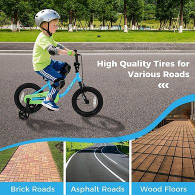Costway Kids Bicycle with Adjustable Seat Front Handbrake & Coaster Brake