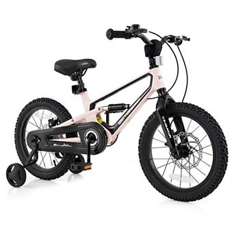 Costway 16" Children Bicycle w/ Training Wheels&Double Disc Brakes Adjustable Seat Magnesium Alloy