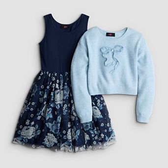 Girls 7-16 IZ Byer Long Sleeve Sweater & Mesh Dress Set
