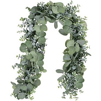 Faux Eucalyptus Garland 5.9 Feet Long Grey Green for Wedding