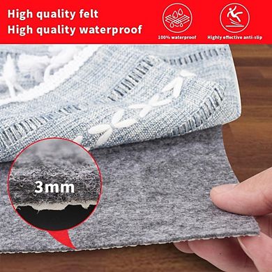 Waterproof Rug Pad Round Non-Slip Felt Pad for Hardwood Floors All Surfaces Keeps Carpets