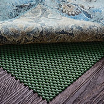 Non Slip Rug Pad Gripper for Hardwood Floors Thick Anti Skid Mat Under Carpet Tile Dark Green