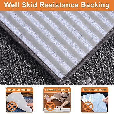 4Pcs Stair Treads Non Slip Carpet Indoor 28x9 Inch Machine Washable Soft Polyester TPE Backing