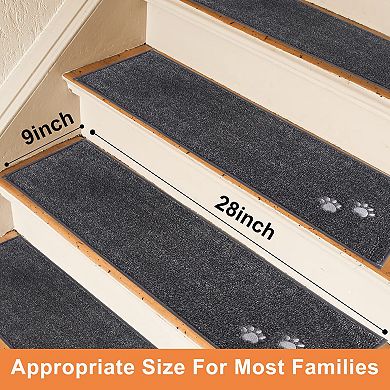 4Pcs Stair Treads Non Slip Carpet Indoor 28x9 Inch Machine Washable Soft Polyester TPE Backing