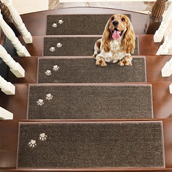 4 pc Stair Treads Non Slip Carpet Indoor 28x9 Inch Machine Washable Soft Polyester TPE Backing