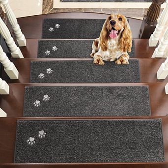 4 pc Stair Treads Non Slip Carpet Indoor 28x9 Inch Machine Washable Soft Polyester TPE Backing