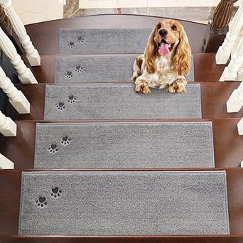 4 pc Stair Treads Non Slip Carpet Indoor 28x9 Inch Machine Washable Soft Polyester TPE Backing