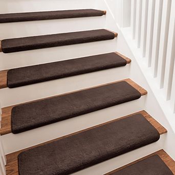 Carpet Stair Treads 9.5" X 30" Ultra Plush Soft Bullnose Indoor Non-slip Washable Reusable 14 pc