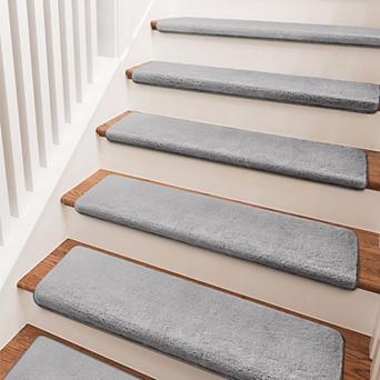 Carpet Stair Treads 9.5" X 30" Ultra Plush Soft Bullnose Indoor Non-slip Washable Reusable 14 pc
