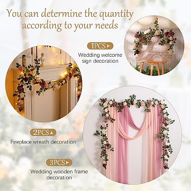 Artificial Rose Flower Garland 5 Feet Burgundy for Wedding